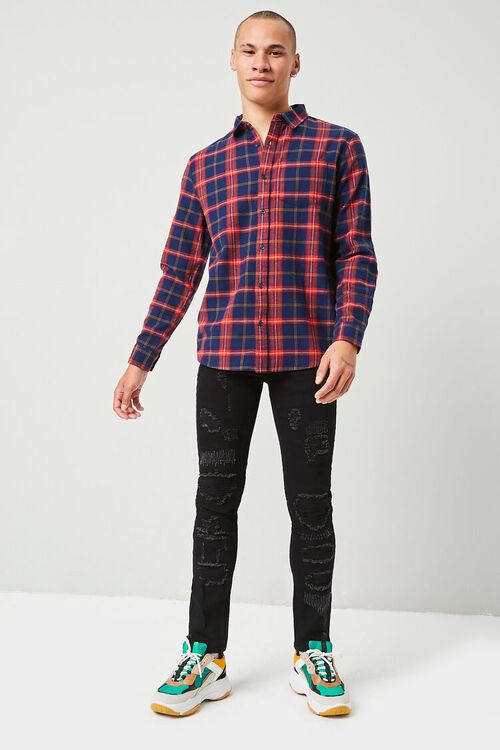 NAVY/RED Plaid Flannel Shirt, image 4