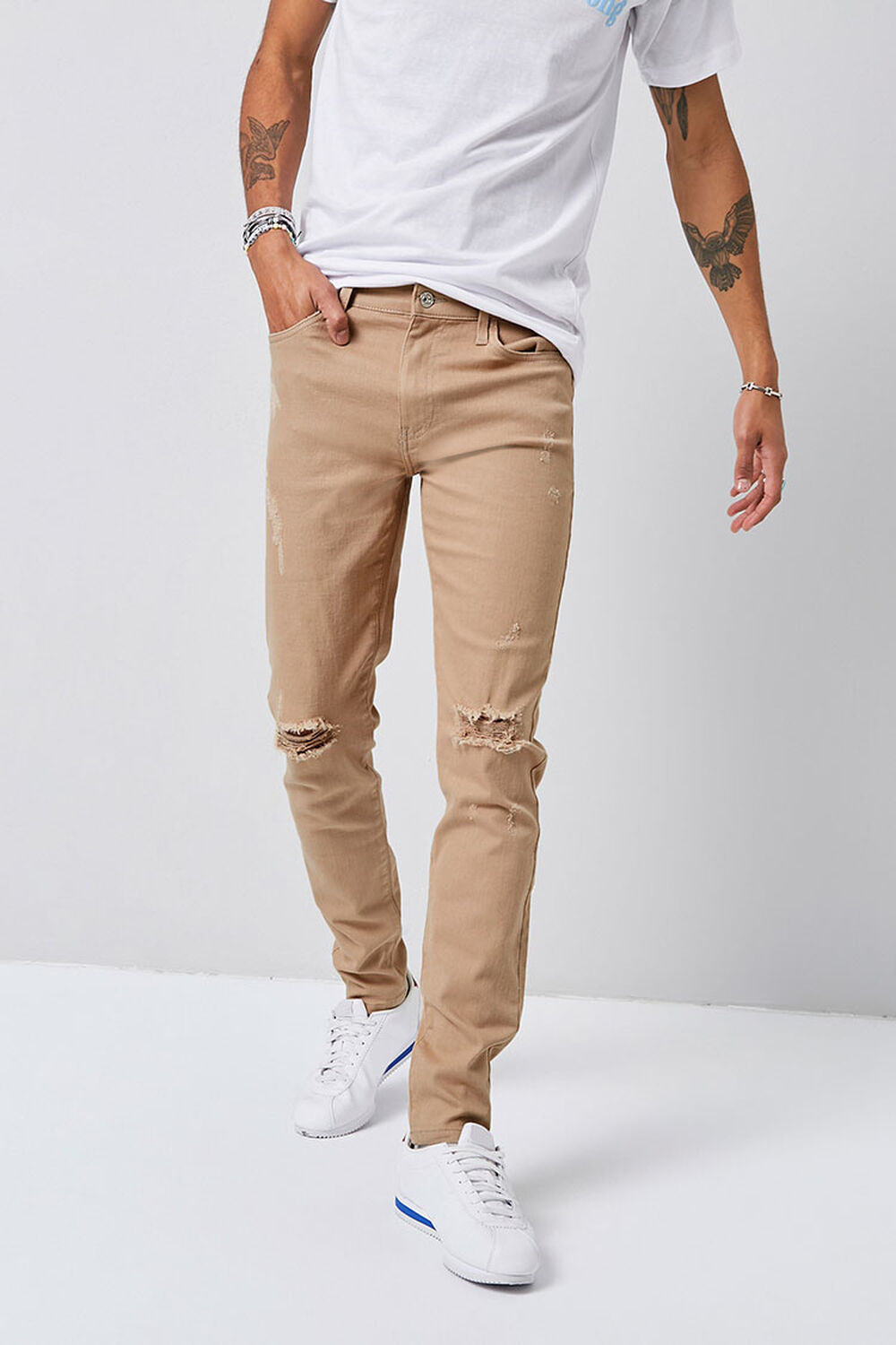 Distressed Slim-Fit Chino Pants, image 1