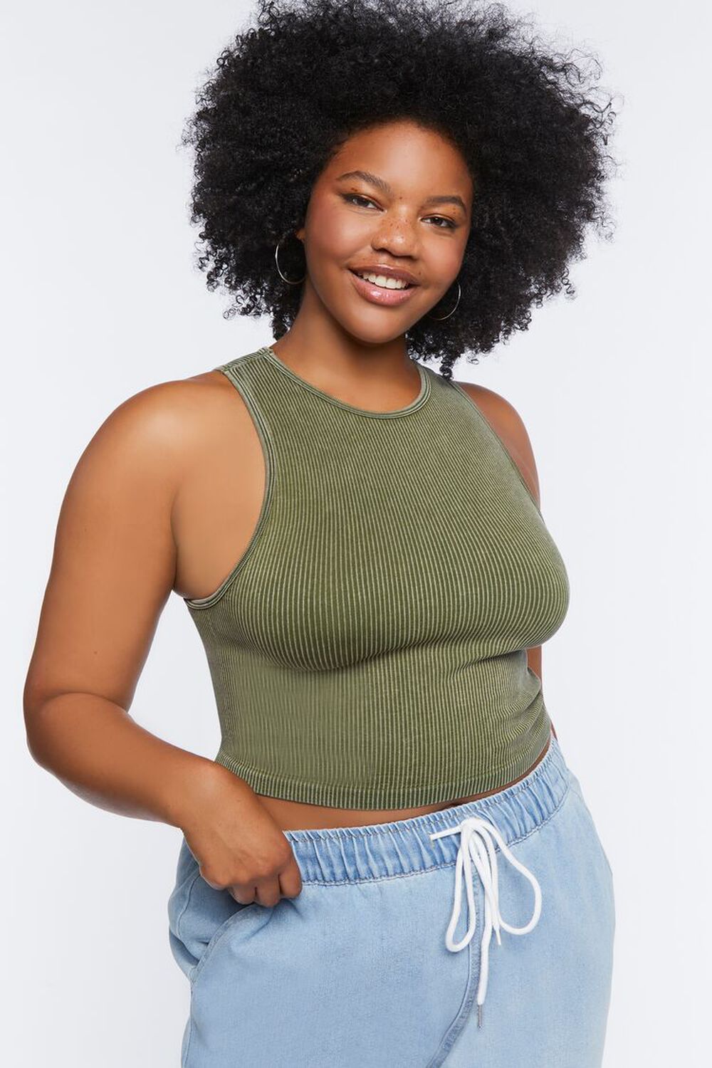 CYPRESS  Plus Size Ribbed Cropped Tank Top, image 1