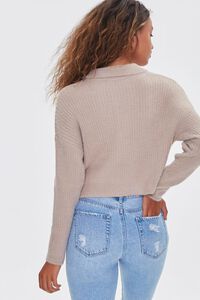 TAUPE Fuzzy Ribbed Collared Sweater, image 3