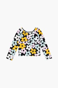 BLACK/MULTI Girls Floral Print Long-Sleeve Top (Kids), image 1