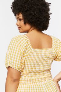 YELLOW GOLD/WHITE Plus Size Gingham Crop Top, image 3