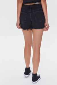 WASHED BLACK Recycled Cotton Frayed Denim Shorts, image 4