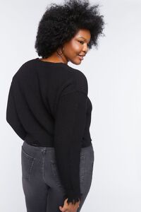 BLACK Plus Size Distressed Sharkbite Sweater, image 4