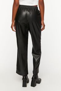 BLACK Faux Leather Straight-Leg Pants, image 4