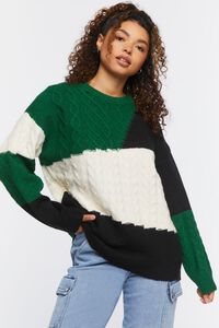 Cable Knit Colorblock Sweater, image 1