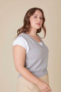 Plus Size Ribbed-Trim Sweater Vest, image 2