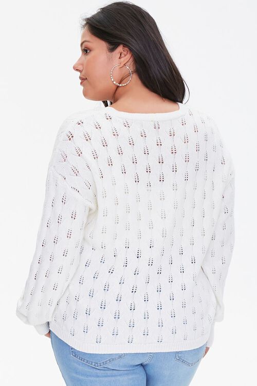 Plus Size Open-Knit Cardigan Sweater, image 3