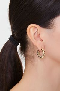 GOLD Twisted Open-End Hoop Earrings, image 1