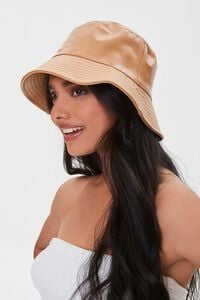 TAN Faux Leather Bucket Hat, image 2