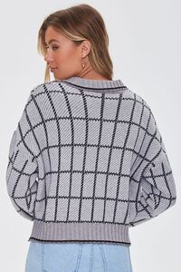 GREY/MULTI Split-Neck Plaid Sweater, image 3