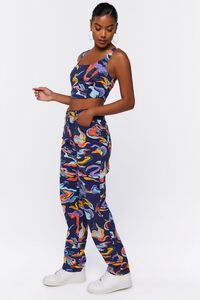 BLUE/MULTI Abstract Crop Top & Pants Set, image 2