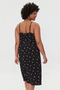 BLACK/MULTI Plus Size Floral Cami Midi Dress, image 3