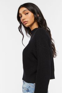 BLACK Pointelle Mock Neck Sweater, image 2