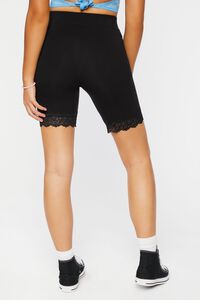 BLACK Lace-Trim Biker Shorts, image 4