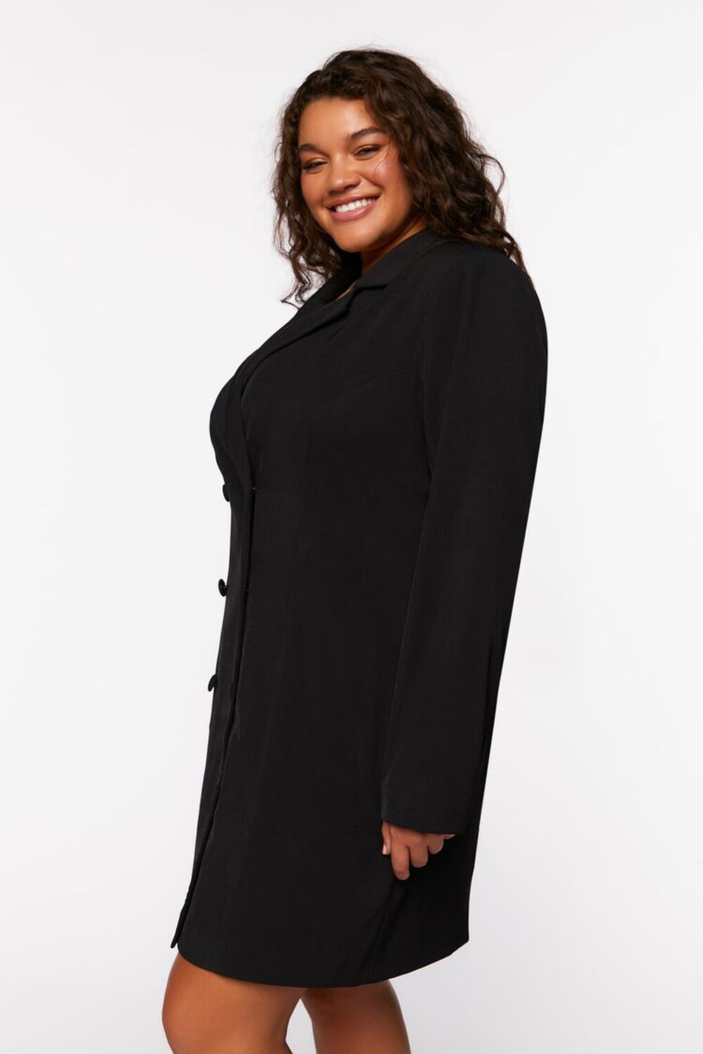 BLACK Plus Size Double-Breasted Blazer Mini Dress, image 2