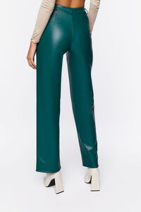 EMERALD Faux Leather Mid-Rise Trousers, image 4