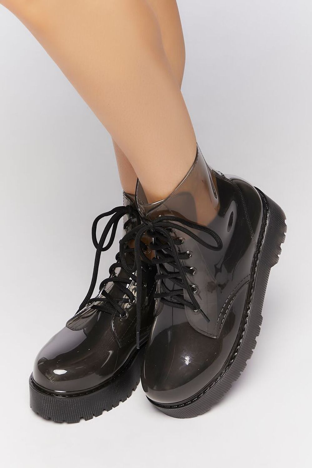 BLACK Vinyl Combat Boots, image 1