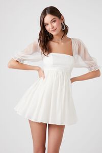 Puff-Sleeve Babydoll Mini Dress