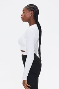 WHITE Ribbed Knit Cutout Crop Top, image 2