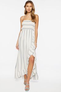 BLUE/MULTI Striped Ruffled High-Low Dress, image 4