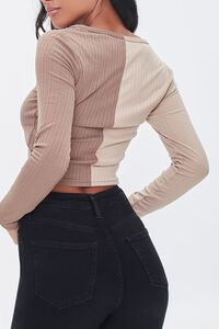 TAUPE/BEIGE Ribbed Colorblock Crop Top, image 3