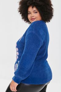NAVY/MULTI Plus Size Daisy Sweater-Knit Pullover, image 2