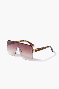 BROWN/BROWN Tortoiseshell-Arm Shield Sunglasses, image 2