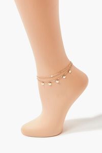 GOLD Disc Charm Chain Anklet Set, image 1