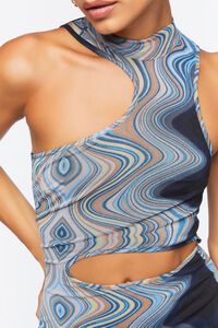 BLUE/MULTI Abstract Print Cutout Dress, image 5