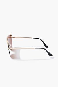 GOLD/BROWN Bar-Accent Shield Sunglasses, image 4