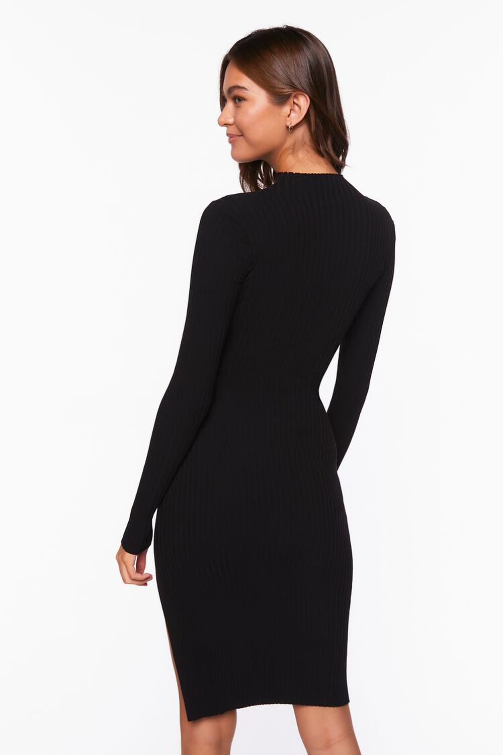 Ribbed Knee-Length Sweater Dress, image 3