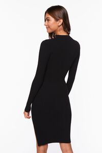BLACK Ribbed Knee-Length Sweater Dress, image 3
