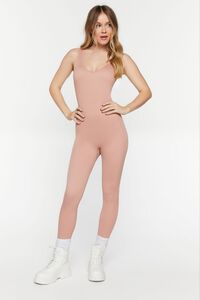 NUDE PINK Seamless Plunging Jumpsuit, image 4