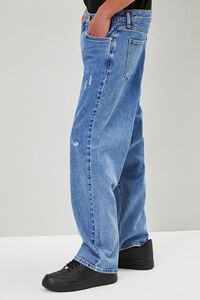 MEDIUM DENIM Distressed Wide-Leg Jeans, image 3