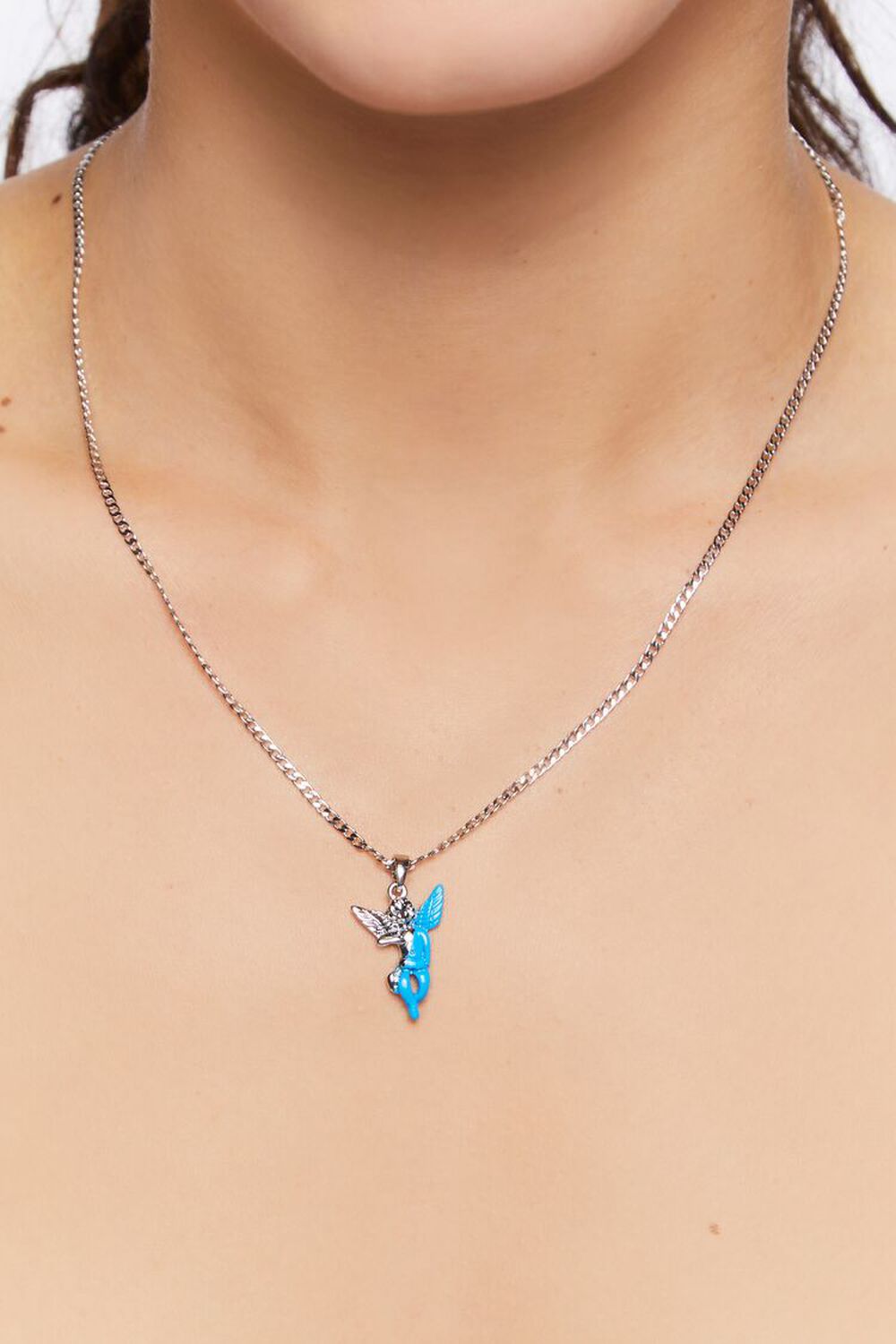 BLUE/SILVER Angel Pendant Necklace, image 1