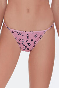 ROSE/BLACK Leopard Print String Bikini Bottoms, image 4