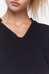 BLACK Active Raw-Cut Cropped Pullover, image 5
