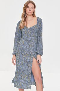 BLUE/MULTI Paisley Print Midi Dress, image 4