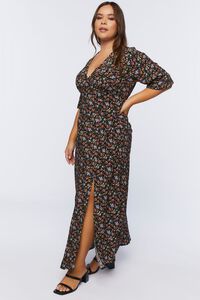BLACK/MULTI Plus Size Floral A-Line Maxi Dress, image 2