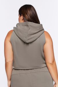 TAUPE Plus Size Active Raw-Cut Cropped Hoodie, image 3