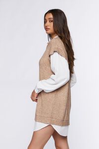 TAN/WHITE Sweater Vest & Shirt Combo Dress, image 3