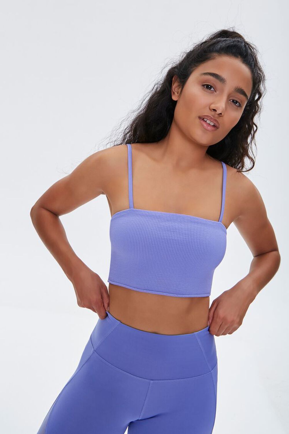PERIWINKLE Seamless Ribbed Knit Sports Bra, image 1