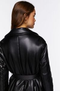 BLACK Faux Leather Belted Jacket, image 3