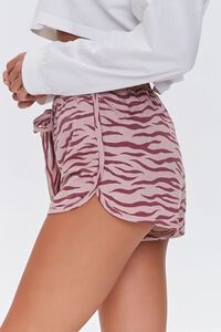 PINK/MAUVE Tiger Striped Print Lounge Shorts, image 3