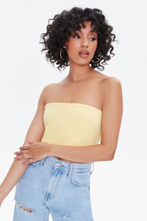 YELLOW Lace-Back Tube Top, image 1