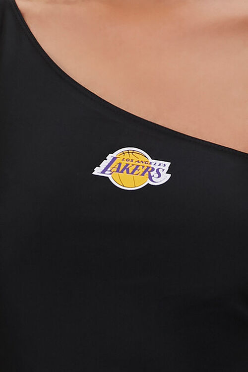 BLACK/MULTI Los Angeles Lakers One-Shoulder Top, image 5