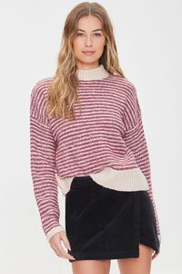 CREAM/MULTI Fuzzy Striped Sweater, image 1