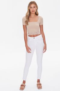 TAUPE Lace-Trim Cropped Tee, image 4