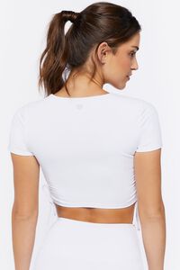 WHITE Active Ruched Drawstring Crop Top, image 3